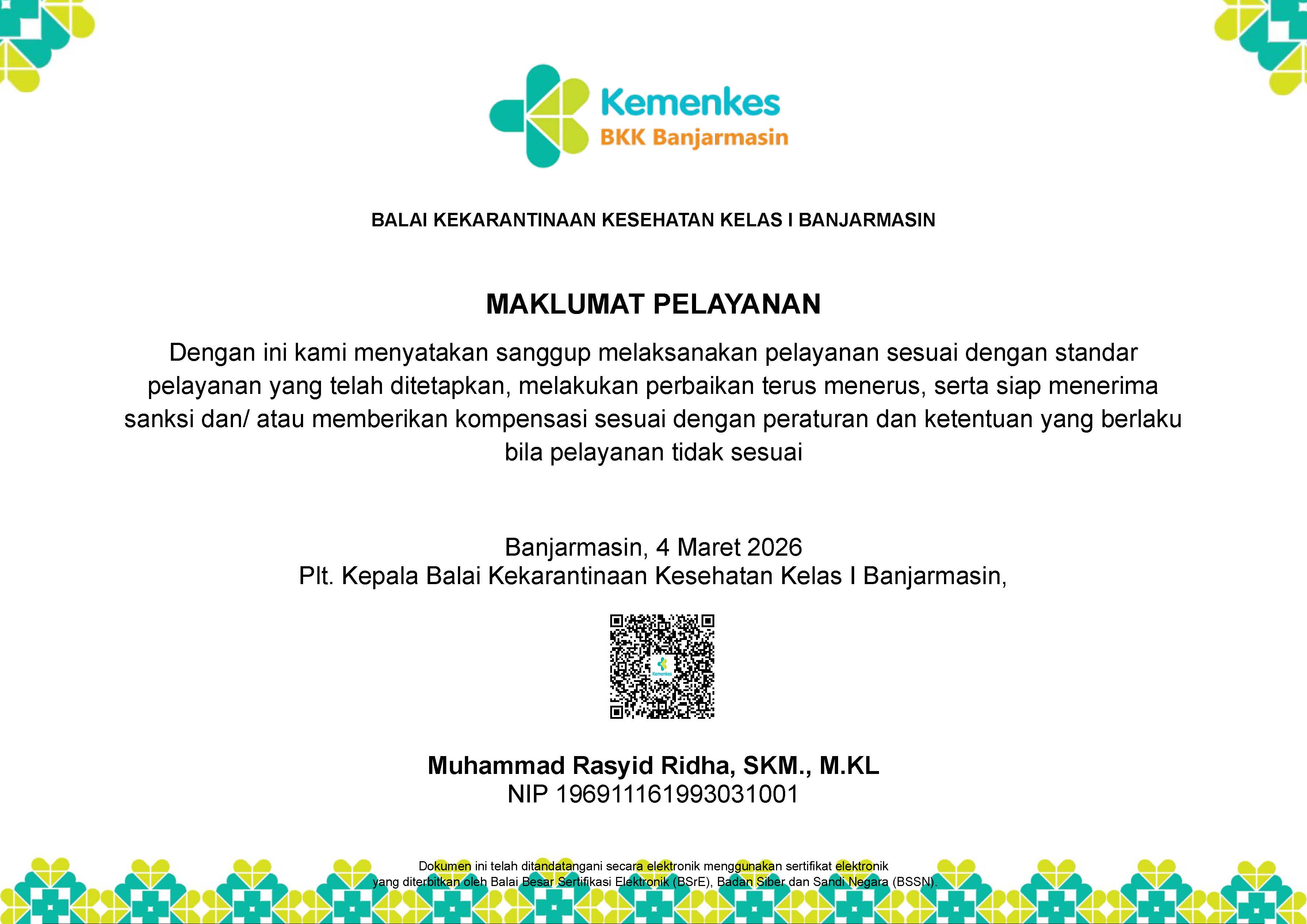 Maklumat Pelayanan